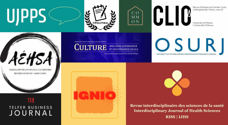 A graphic made up of the different logos from publications covered this year.